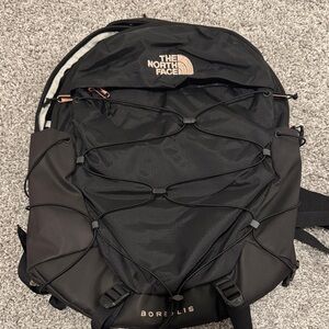 The North Face Borealis Black Backpack with Gold Accents
